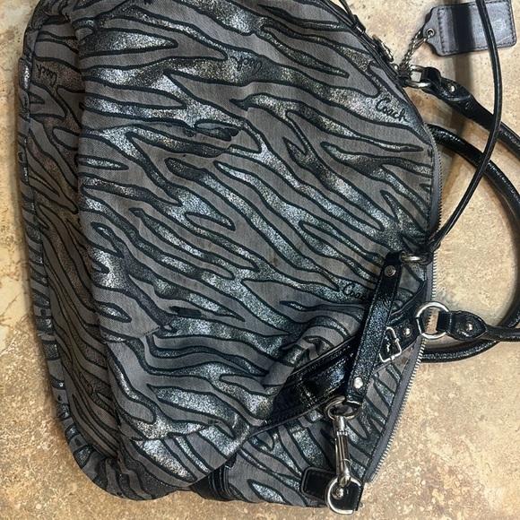Coach silver black sparkly zebra print purse - Picture 6 of 7
